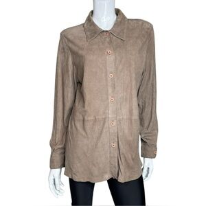Field Manor Modern Classics Genuine Suede Tan Button Down Shirt